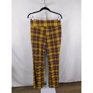 No Boundaries Pants Womens Large Yellow Plaid Stretch Pull On 11-13 Juniors